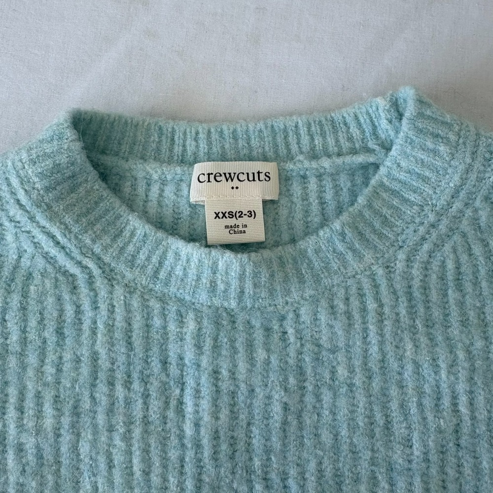 Crewcuts By J Crew Kids Light Green Long Sleeve Ribbed Knit Soft Sweater 2XS/2-3